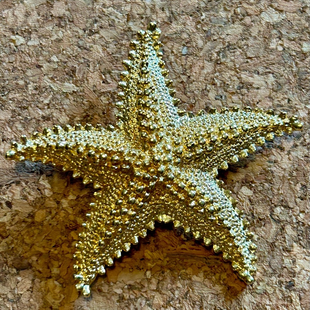 Vintage Monet Goldtone Gold Starfish Brooch Pin Nautical Classic